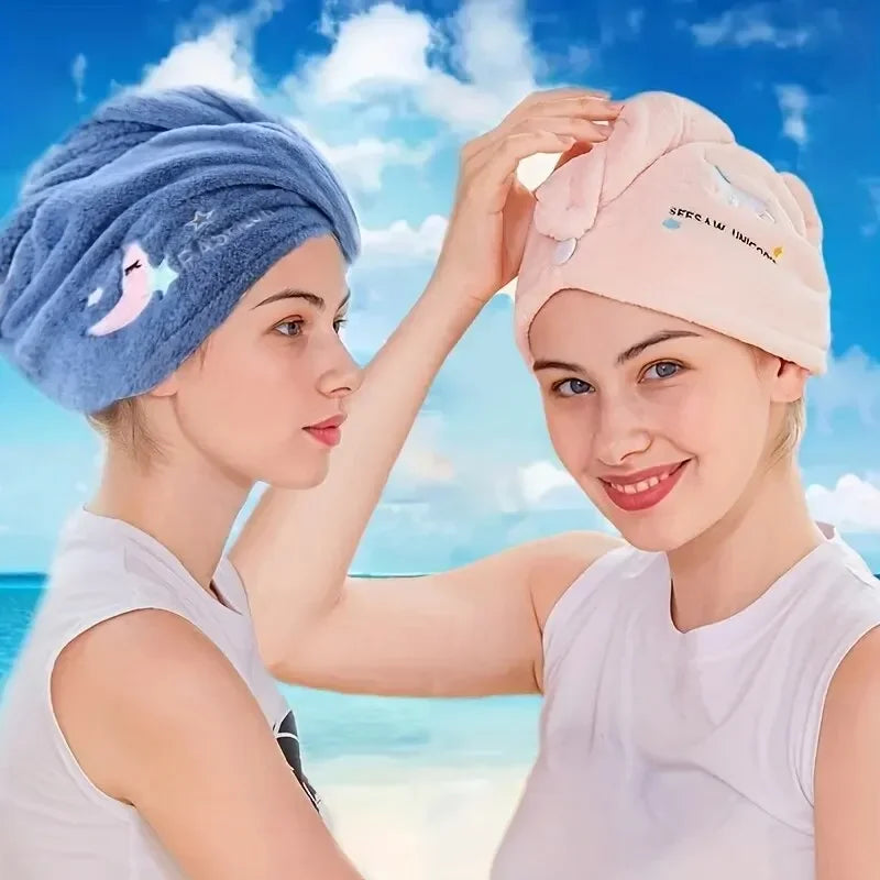 Cute Microfiber Hair Drying Towel Wrap | Super Absorbent Quick-Dry Bonnet 3 Prints