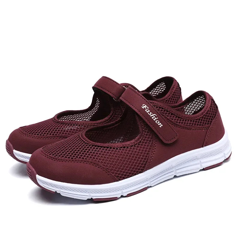 Women's Breathable Mesh Sneakers – Lightweight Vulcanized Walking & Work Shoes