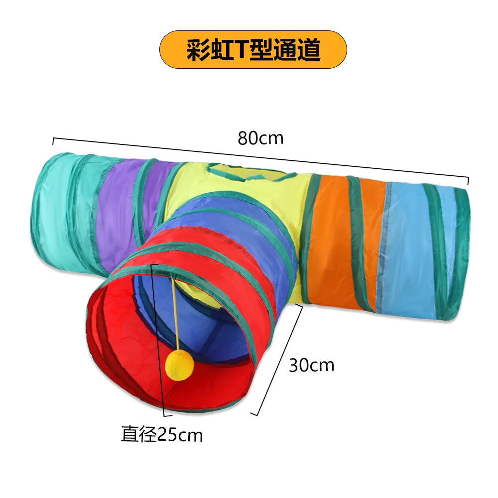 Foldable Cat Tunnel Tube Toy – Collapsible Interactive Play Tunnel for Cats, Kittens & Rabbits