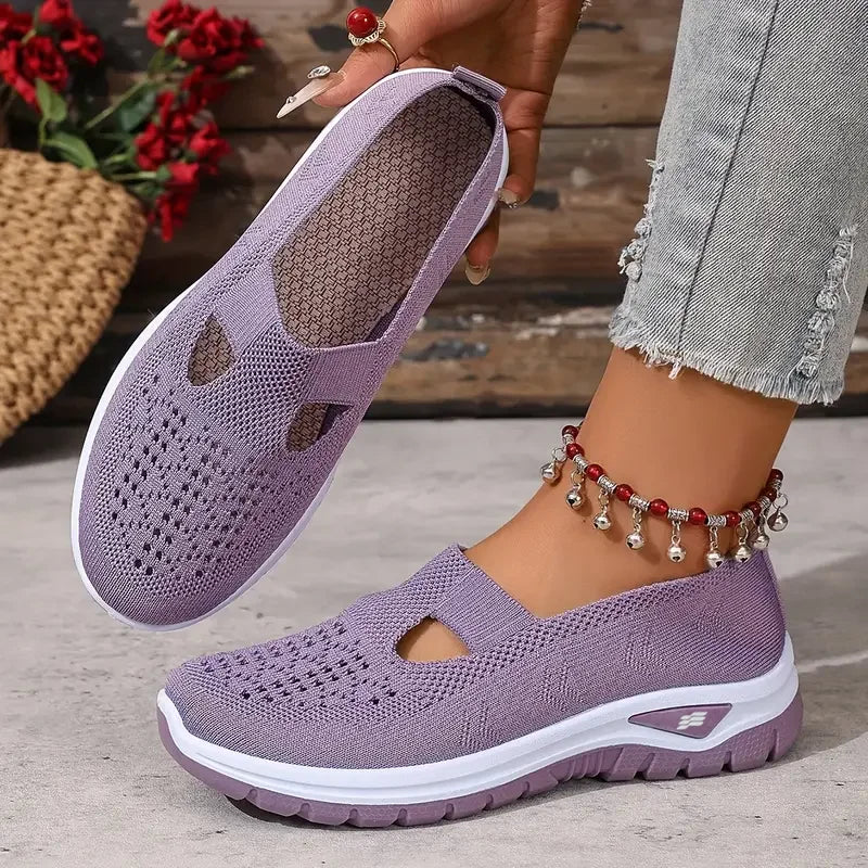 Women's Slip-On Knit Casual Sneakers – Lightweight Soft-Sole Walking Shoes