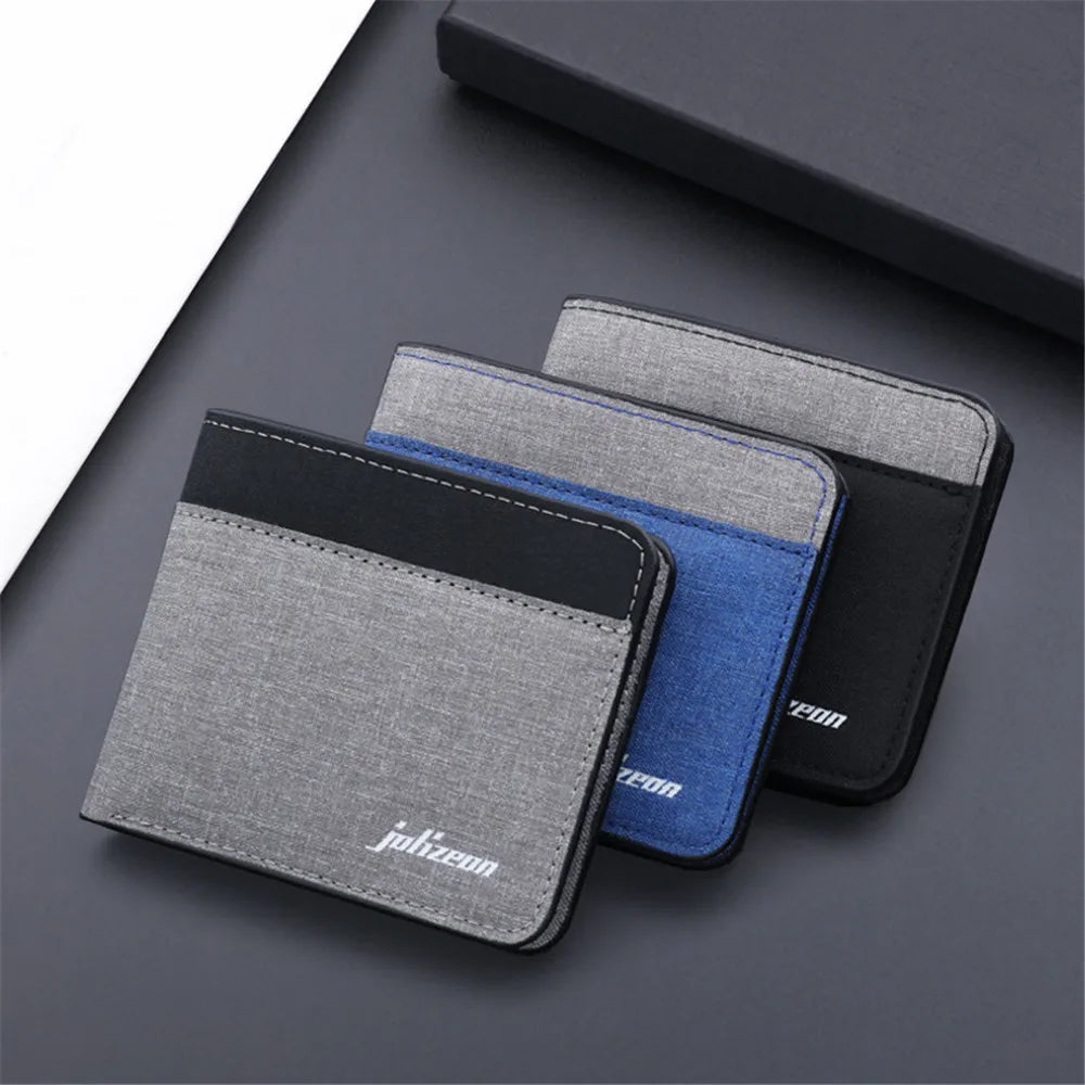 Men's Slim Canvas Card Holder Wallet — Mini Thin Coin Pouch & ID Holder