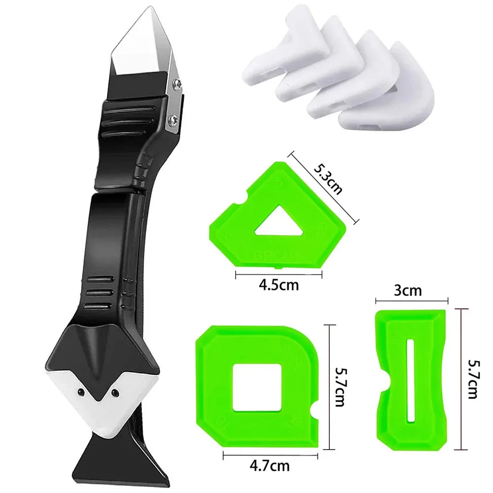Caulking & Silicone Finishing Tool Kit — Scraper, Smoother & Grout Remover Set