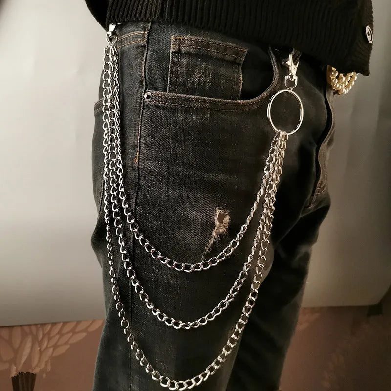 Cadena metálica para cinturón, hip hop, rock, punk, gancho para pantalones, eslabón de cintura, cadena metálica para cartera, llavero, clip para llavero, joyería