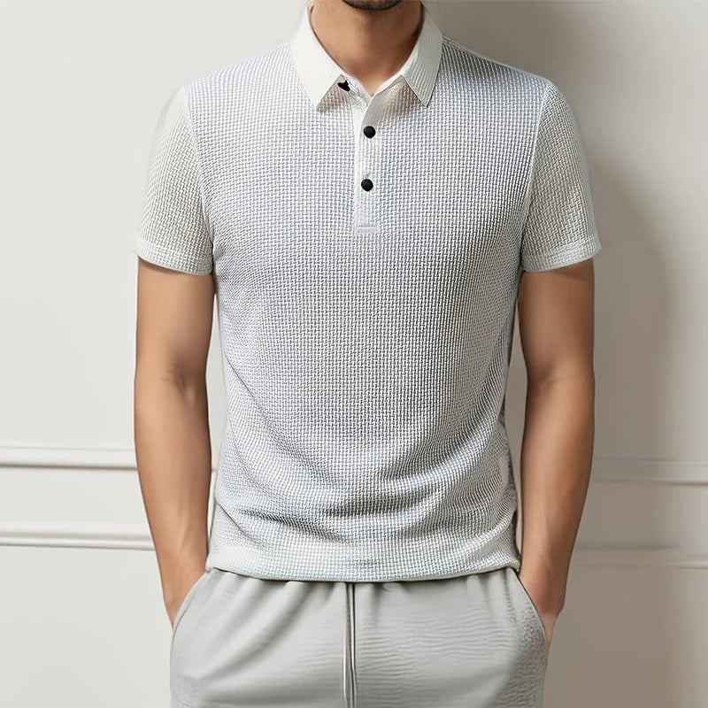 Polo de hombre con textura de hueso – Camiseta transpirable de verano