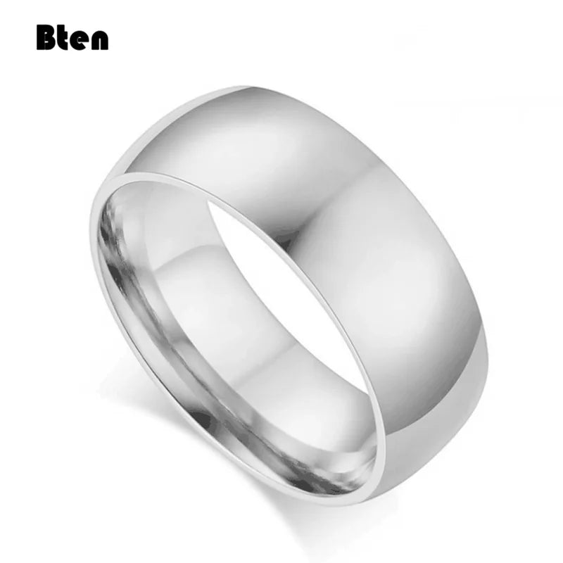 Anillo clásico liso pulido | 4 mm, 6 mm y 8 mm | Alianza de boda para mujer y hombre | Negro, Oro, Plata