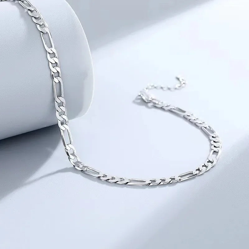 925 Sterling Silver Heart Chain Bracelet & Anklet – 4mm, 18+5cm Adjustable