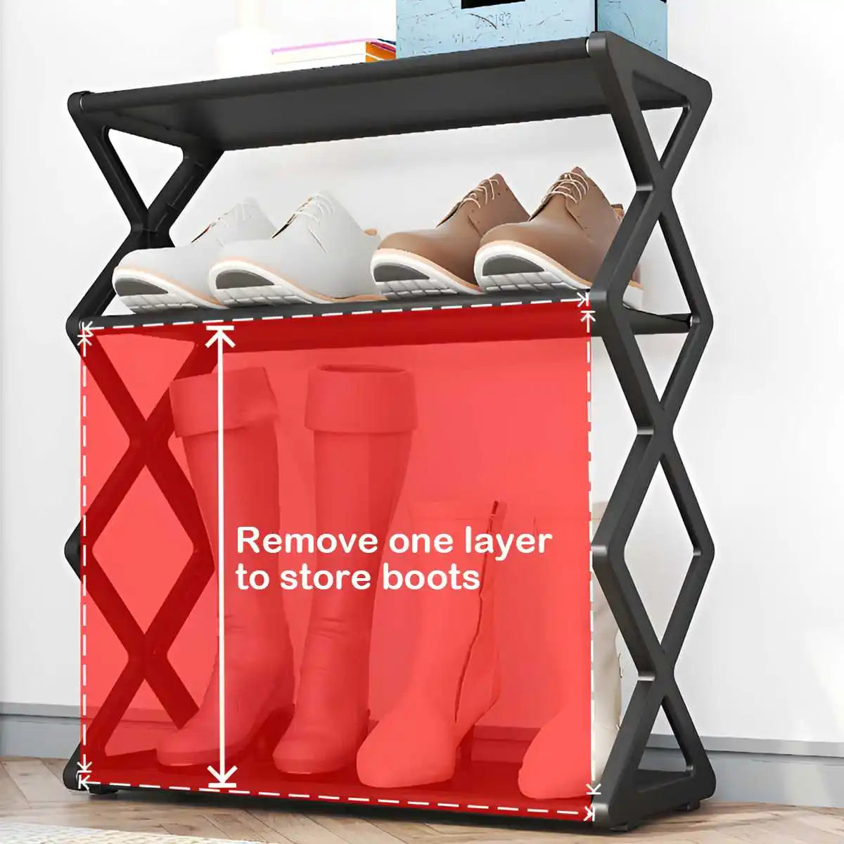 4-Tier X-Shape Shoe Rack – Dustproof, Space-Saving | Holds 8–10 Pairs