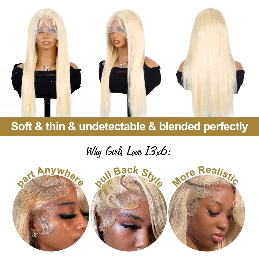 613 Honey Blonde HD Lace Front Wig – Straight & Body Wave | Brazilian Human Hair