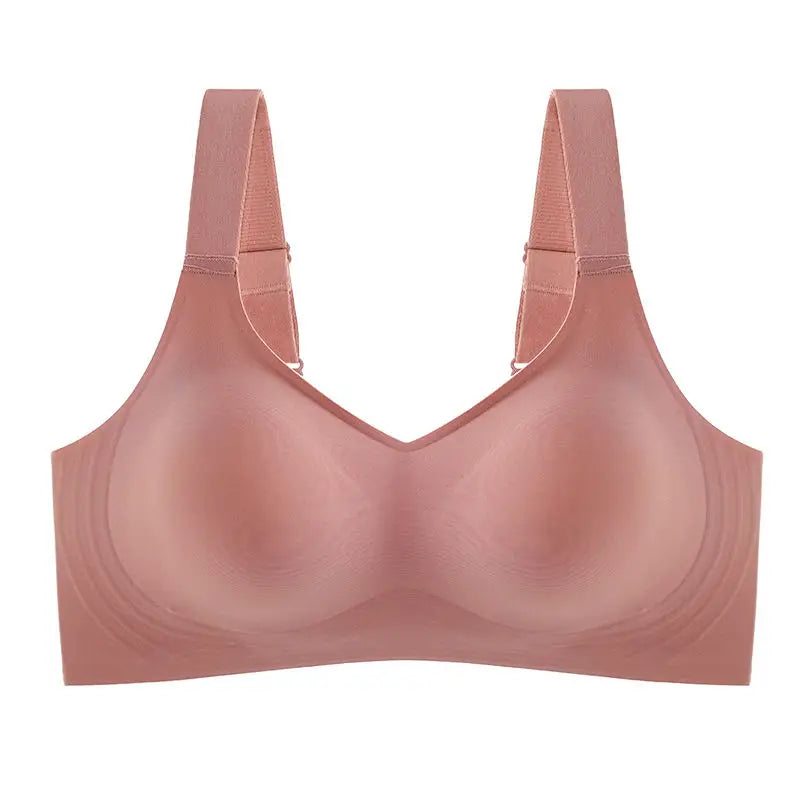 Women's Seamless Push-Up Bra – Wire-Free Molded Cup Deep V Adjustable Straps Plus Size