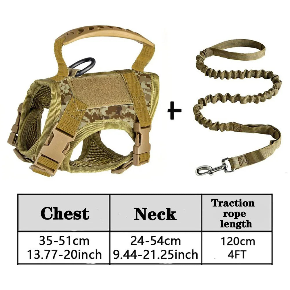 Tactical Cat & Dog Harness with Leash – Adjustable Soft Mesh Vest with Handle