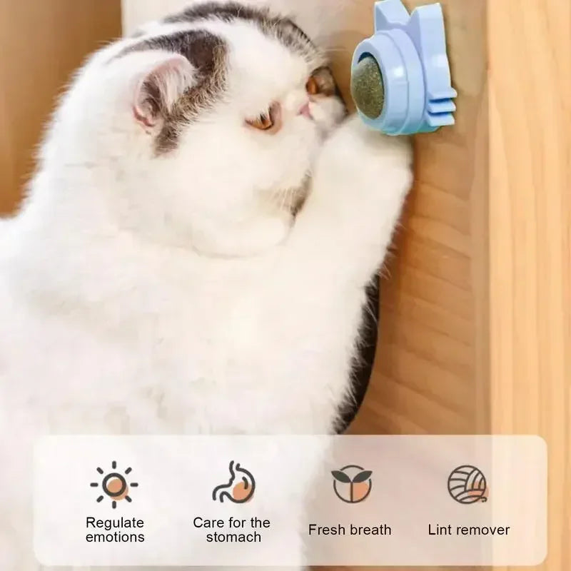 Bola giratoria interactiva de hierba gatera para gatos