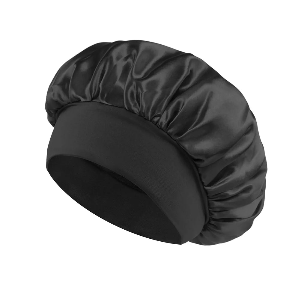 1 unidad de gorro de satén de seda suave con forro, gorro de satén grande para el cabello, gorro de ducha para dormir, envoltura para el cabello largo, herramienta de salón