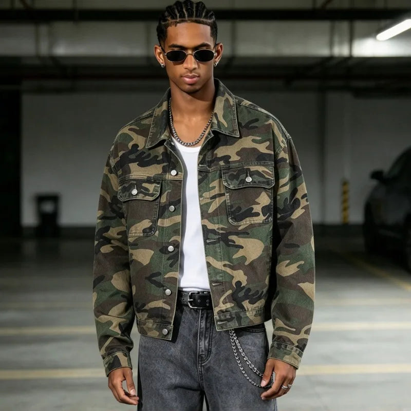 Camo Patchwork Color-Block Jacket