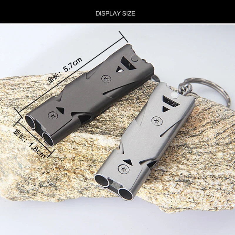 120dB Double Tube Emergency Survival Whistle – Aluminum Alloy, Waterproof | EDC SOS