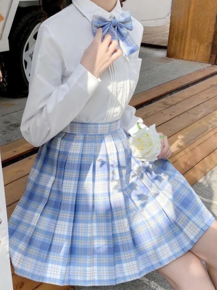 Plaid Bow-Knot Pleated Mini Skirt