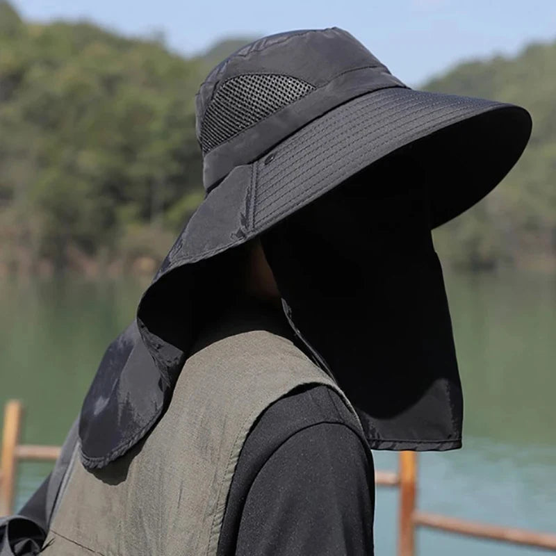 Sombrero de sol de ala ancha para exteriores, transpirable, con protección solar facial completa, gorra antirreforzamiento UV, para pesca, viajes, deportes, parasol, para uso diario al aire libre