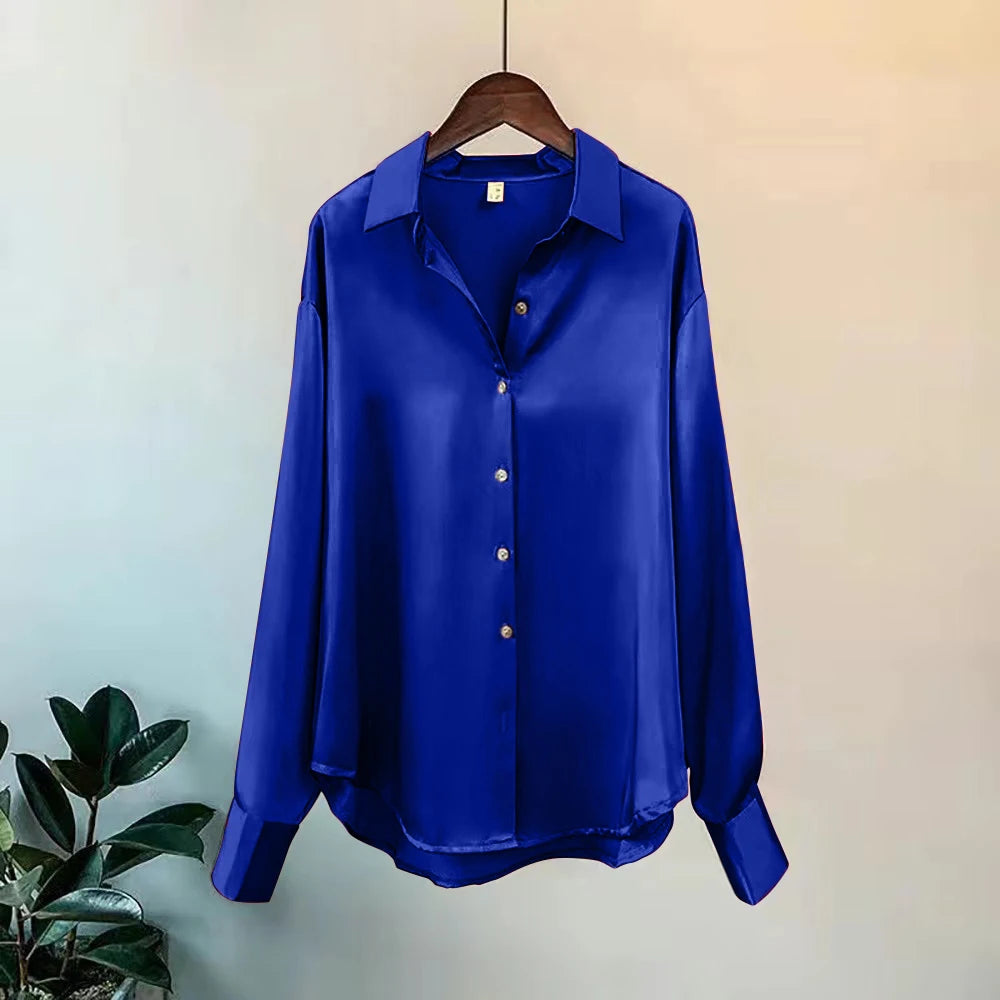 Women's Long Sleeve Button Blouse - Casual Office Shirt (S-4XL)