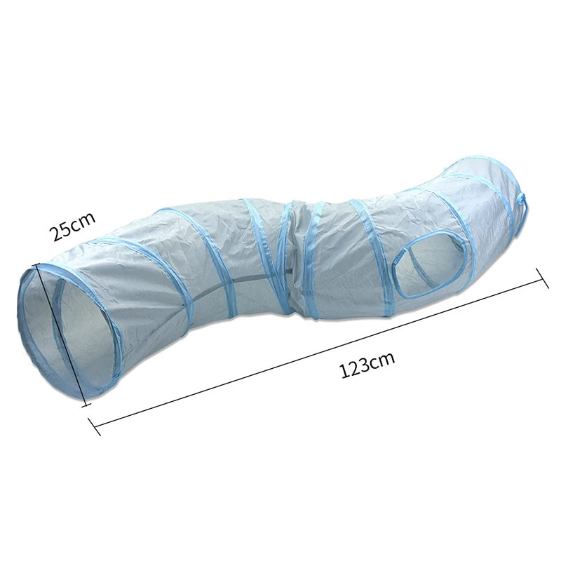 3-Way Foldable Cat Tunnel Tube Toy with Peep Hole – Interactive Kitten Play Tunnel