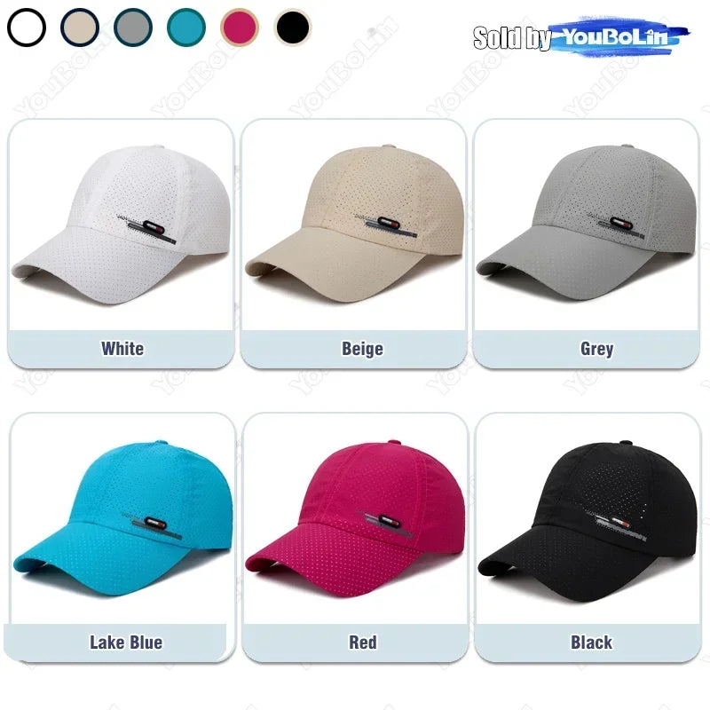 Gorra de béisbol de verano para hombre, transpirable, perforada, de secado rápido, para pesca, protección solar, ciclismo, viajes