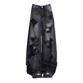 Vintage Black Ripped Wide-Leg Jeans