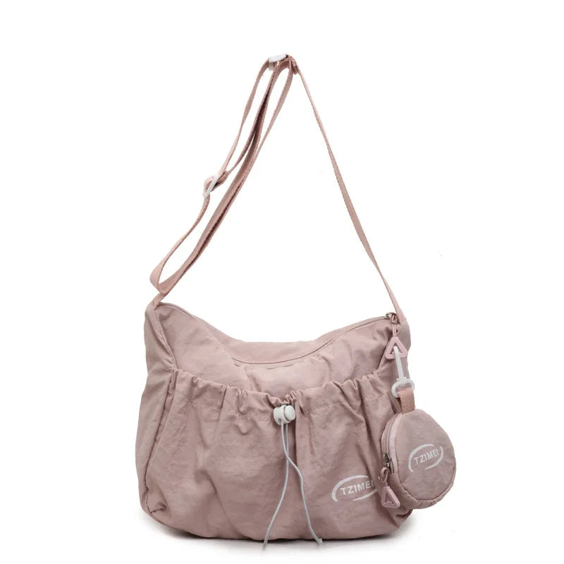 Korean Style Nylon Tote Bag — Casual Crossbody Shoulder Saddle Handbag