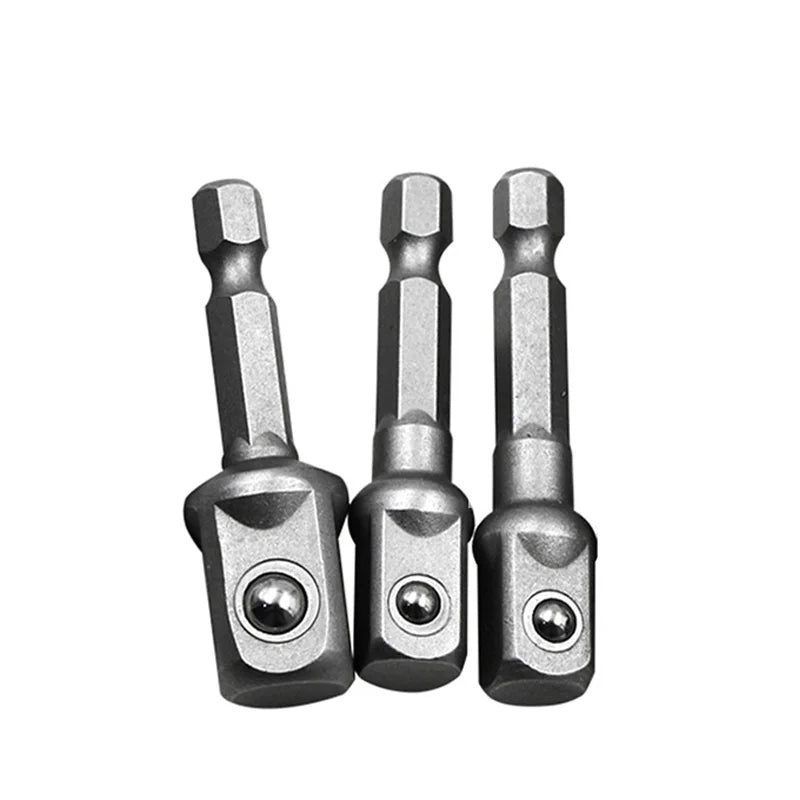Hex Shank Socket Adapter Set — 1/4", 3/8" & 1/2" Drive