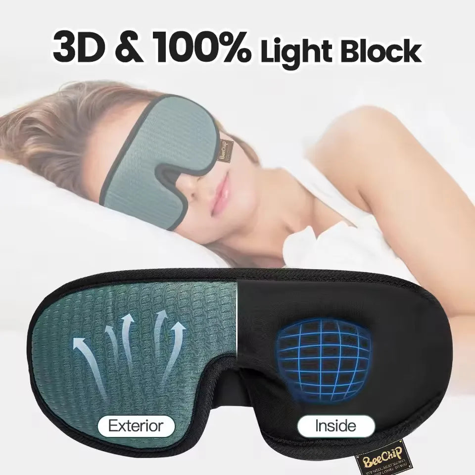 Unisex 3D Contour Sleep Eye Mask – 100% Blackout for Side Sleepers