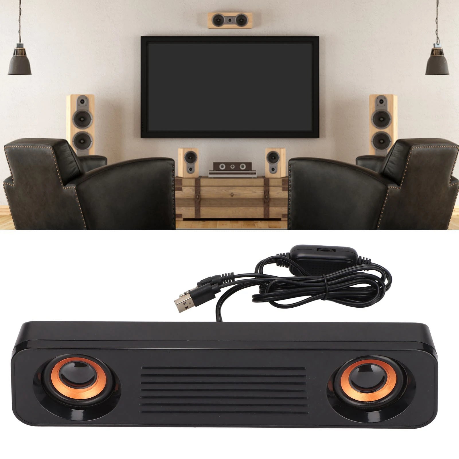 HiFi Stereo Desktop Speaker – USB Powered, 3.5mm, 360° Sound