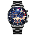 Reloj de cuarzo para hombre de acero inoxidable – Esfera tipo cronógrafo con calendario