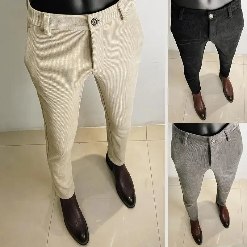 Men's Thickened Woolen Suit Pants - Slim Fit (28-36)