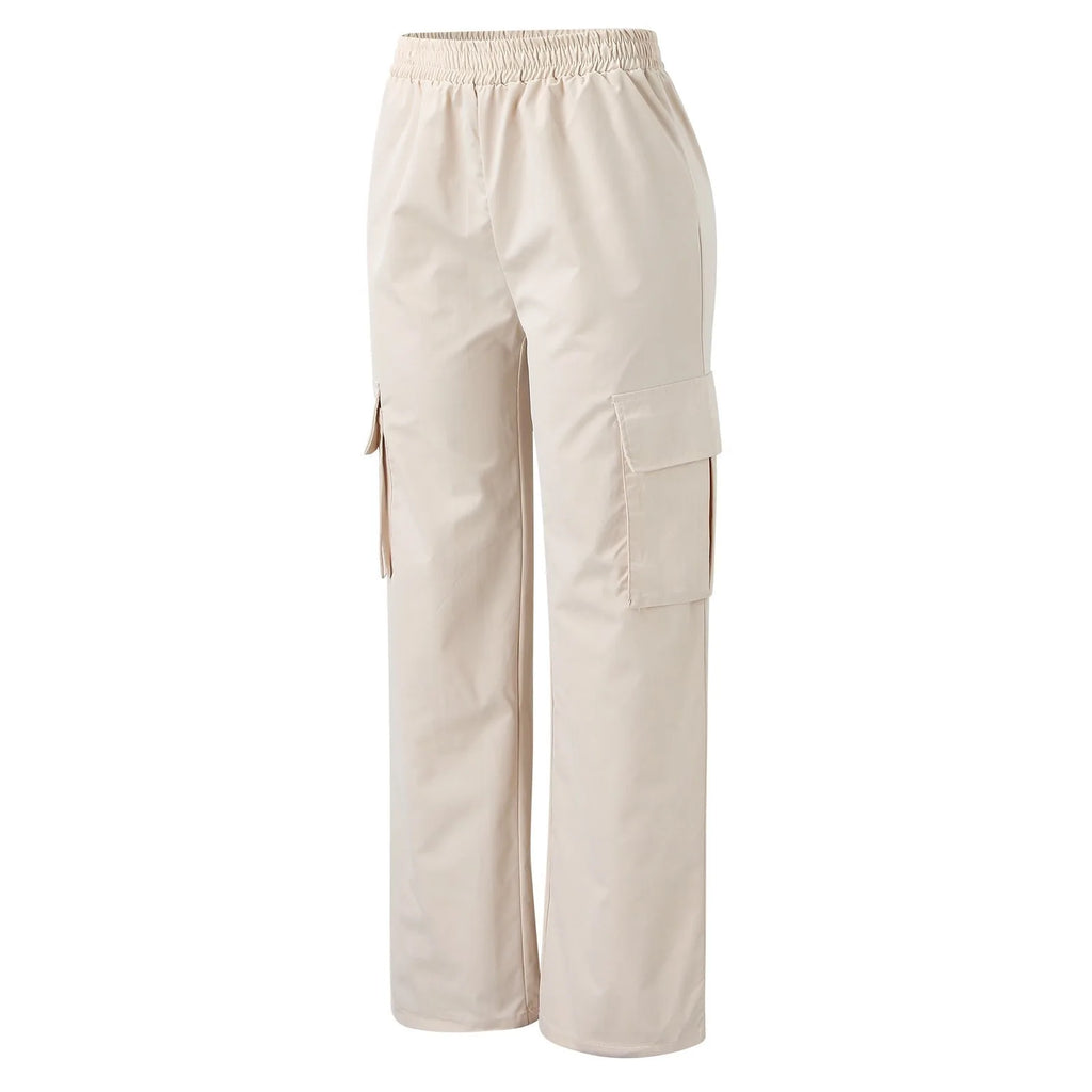High Waist Baggy Cargo Joggers – Straight Leg Oversized Trousers for Women