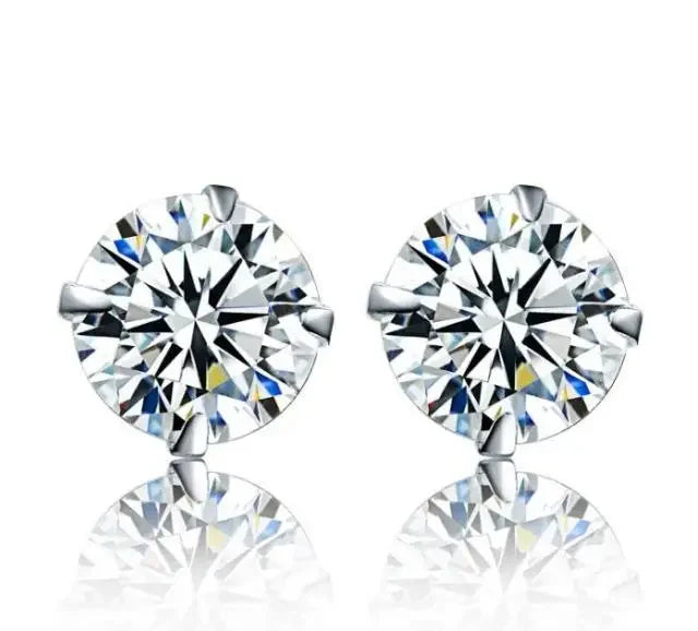 Pendientes de circonita cúbica de plata de ley 925 – Circonita redonda pequeña