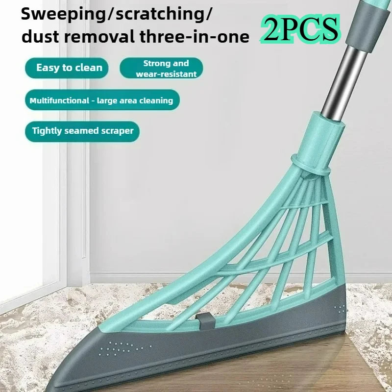 Silicone Rubber Broom & Floor Squeegee – Wet & Dry Cleaning Mop