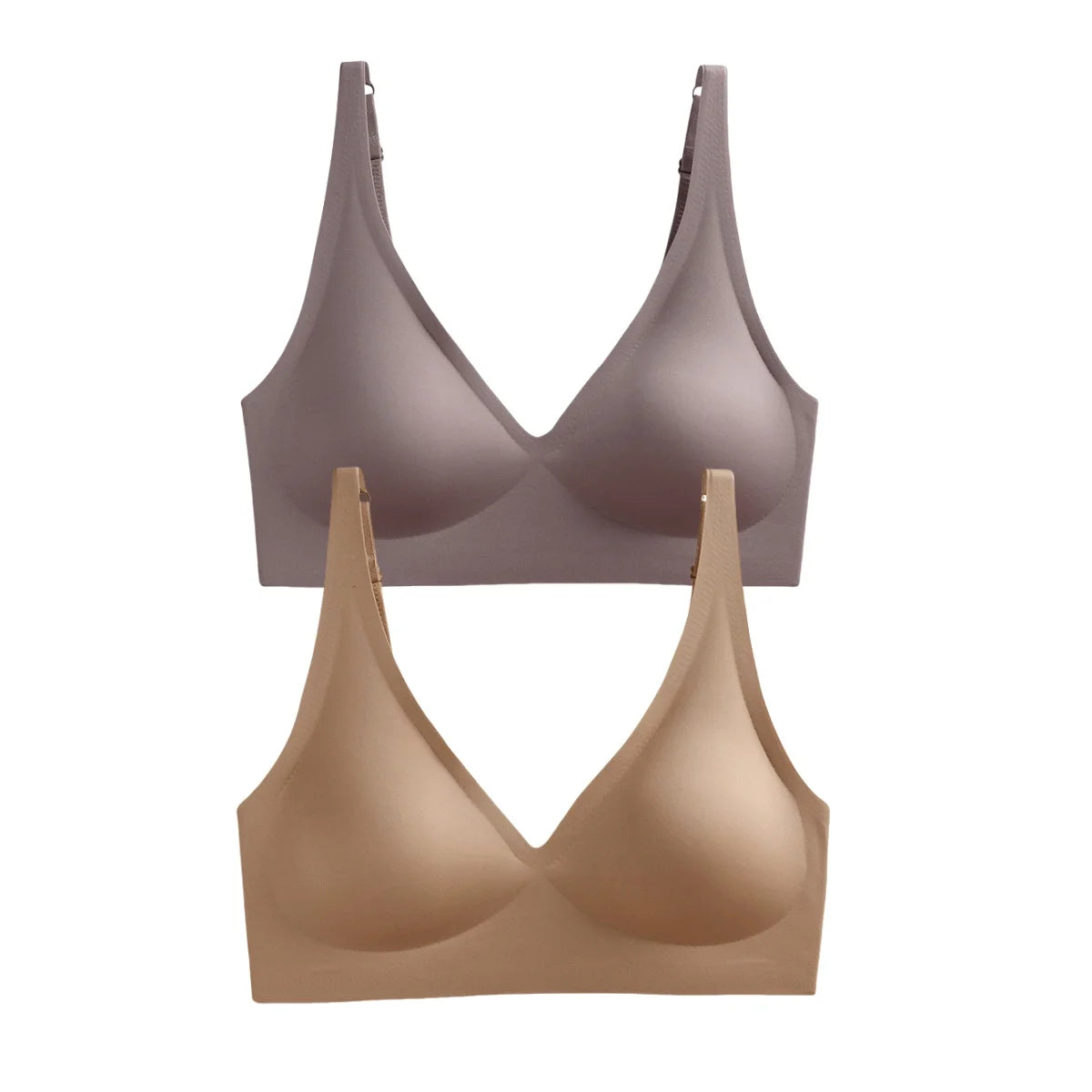 2-Pack Seamless Wireless Bras for Women | Deep V Push-Up Bralette | Soft Padded Convertible Straps S-2XL