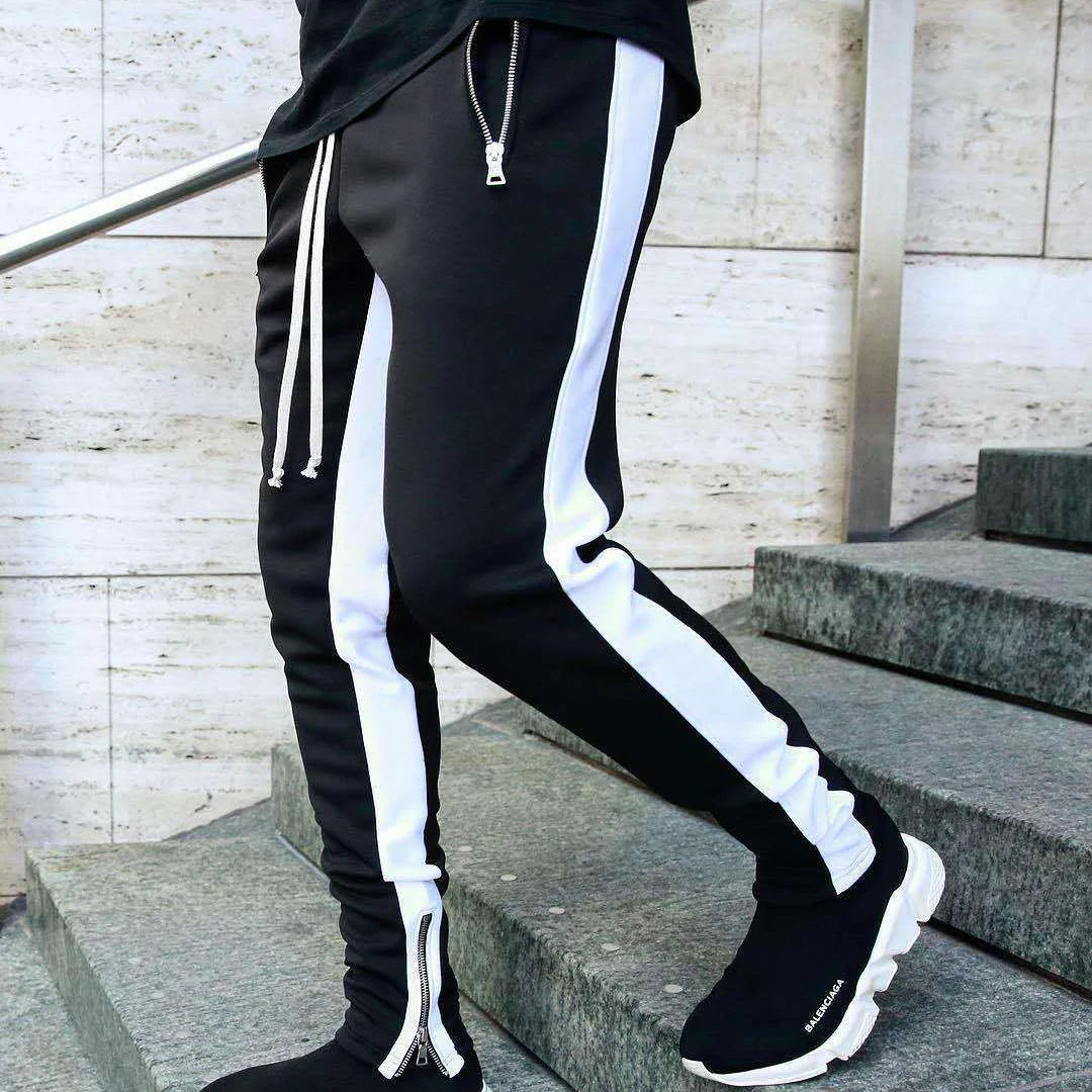 Men's Casual Knitted Jogger Pants with Optional Zip Pockets – Solid Color Sweatpants