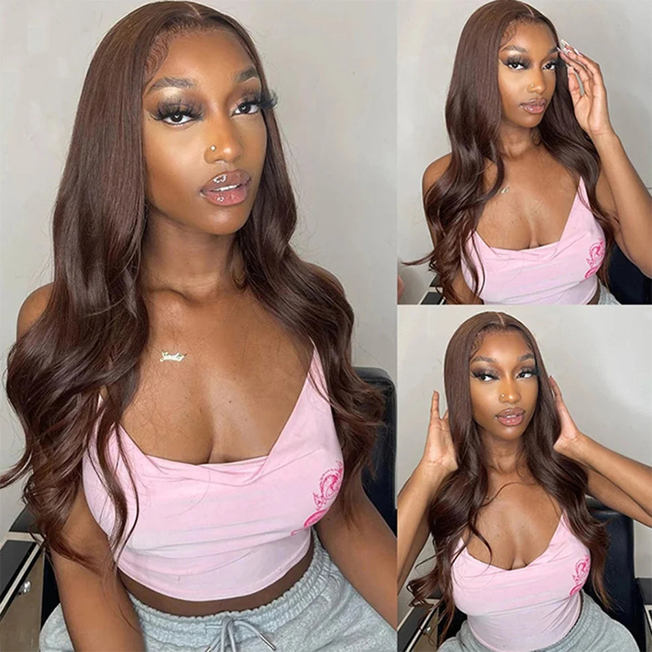 Chocolate Brown Body Wave Lace Front Wig – HD Lace | 4x4, 13x4, 13x6