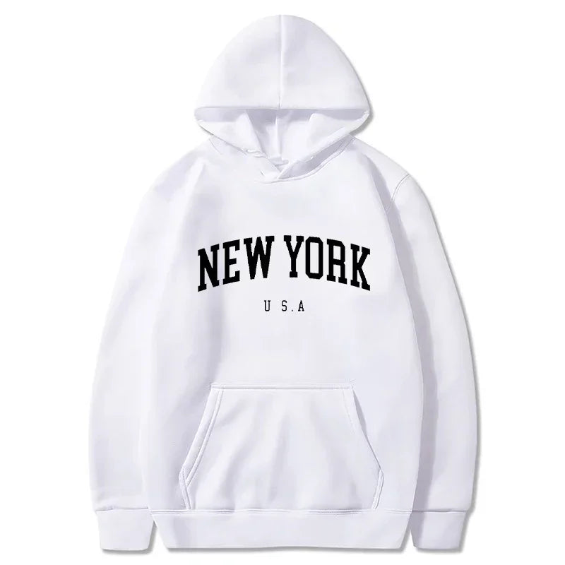 New York City Graphic Hoodie – Unisex Letter Print Pullover Sweatshirt