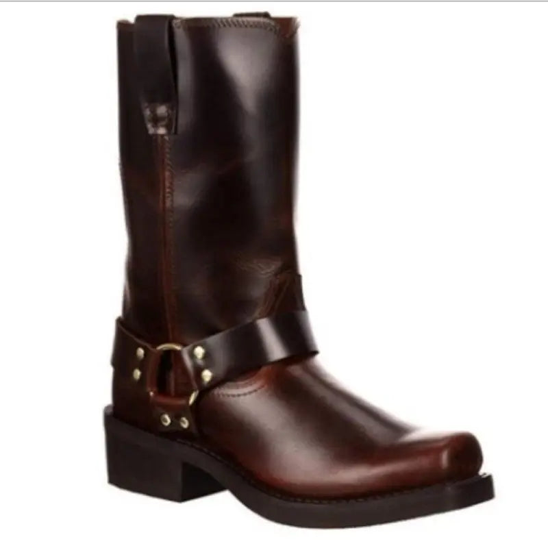 Men's Western Cowboy Boots – 4.5CM Height Boost, Square Toe Slip-On