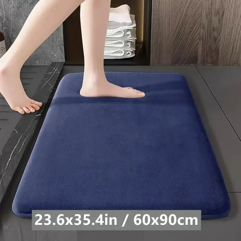 Solid Color Bathroom Mat - Non-Slip Absorbent Floor Mat (3 Sizes)