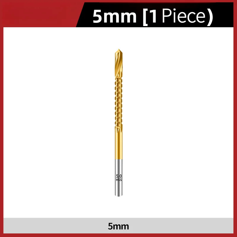 TG Multifunctional Titanium Plated Saw Drill Bit 3-13mm for Woodworking with Serrated Flute Design