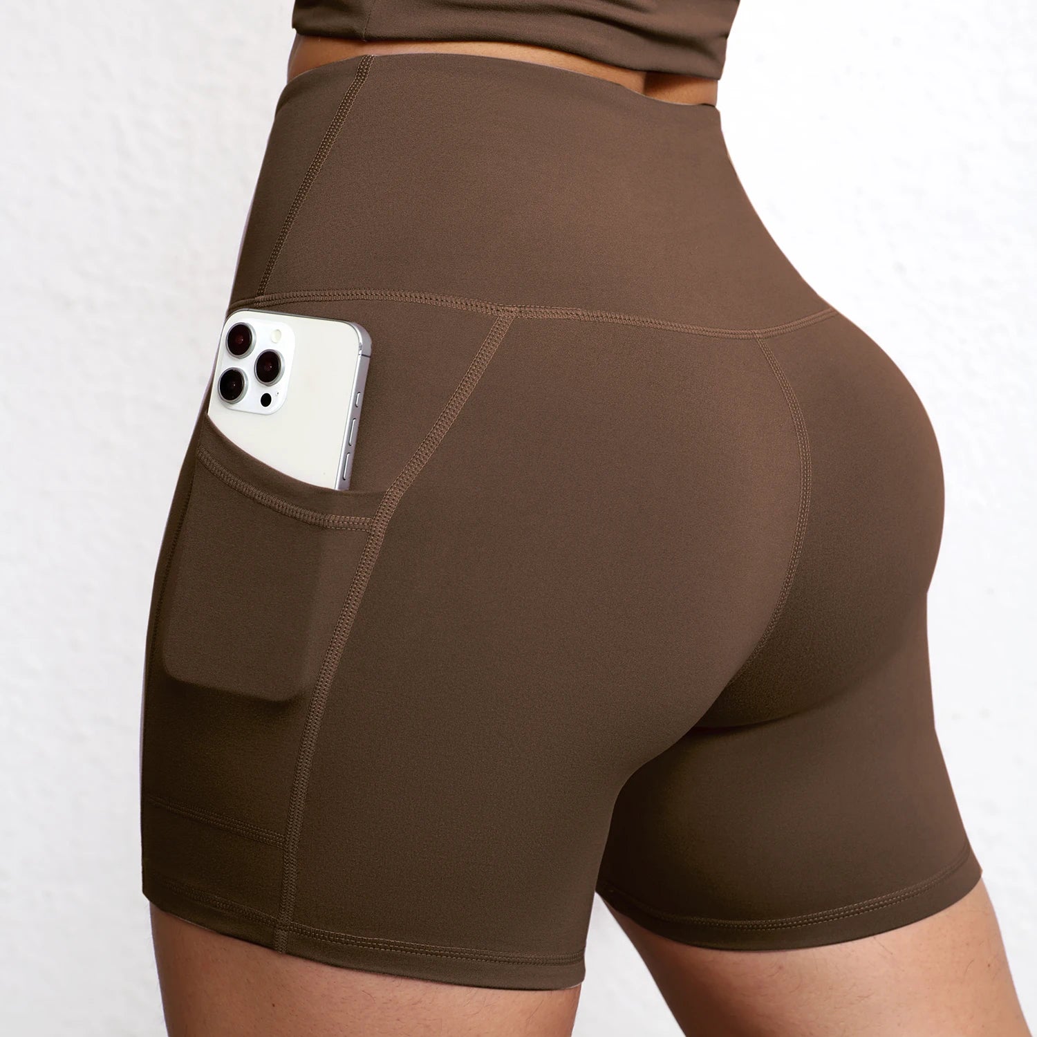 Women's High-Waist Yoga Shorts with Pockets | Quick-Dry Gym Workout Shorts S-XL
