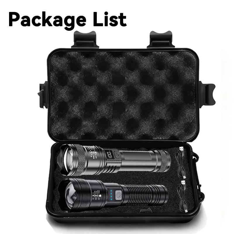 Tactical LED Flashlight – 2000LM, Zoomable, USB Rechargeable & Power Bank
