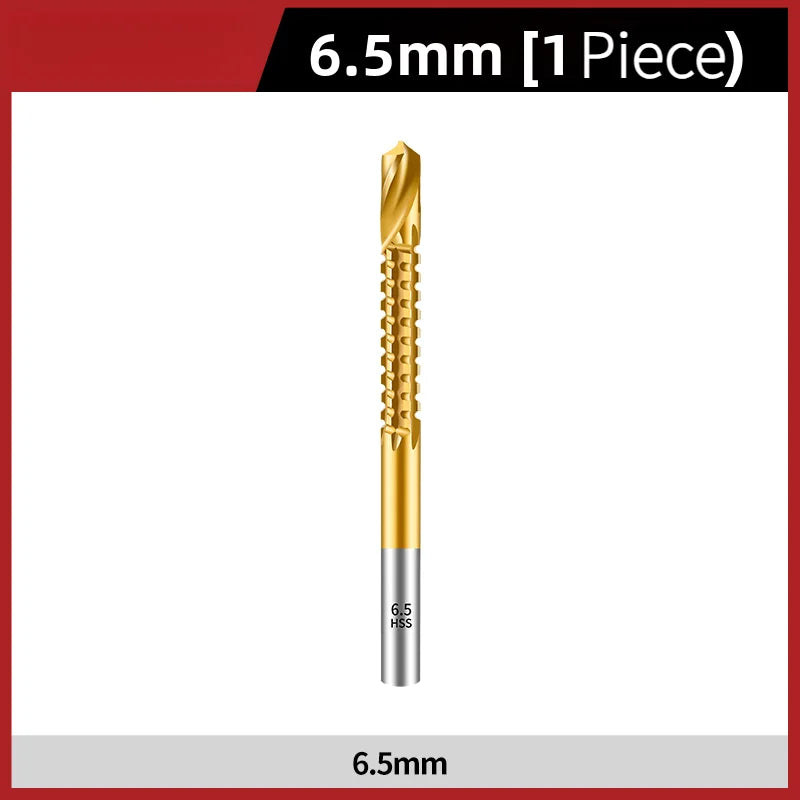 TG Multifunctional Titanium Plated Saw Drill Bit 3-13mm for Woodworking with Serrated Flute Design
