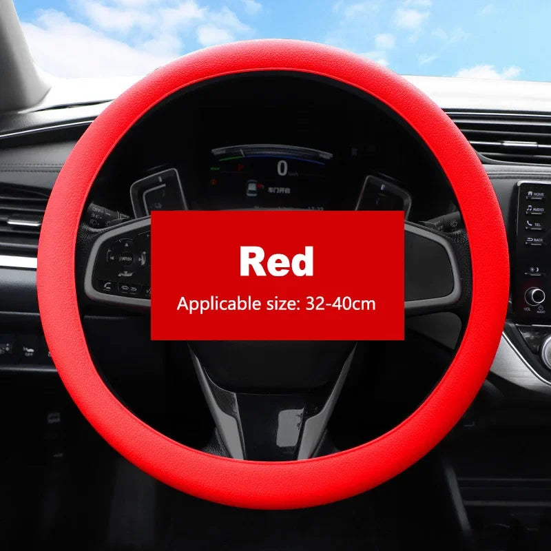 Non-Slip Silicone Steering Wheel Cover – Universal 38cm, Breathable & Elastic