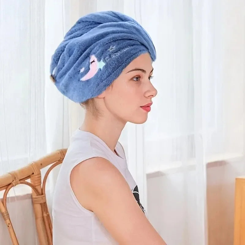 Cute Microfiber Hair Drying Towel Wrap | Super Absorbent Quick-Dry Bonnet 3 Prints