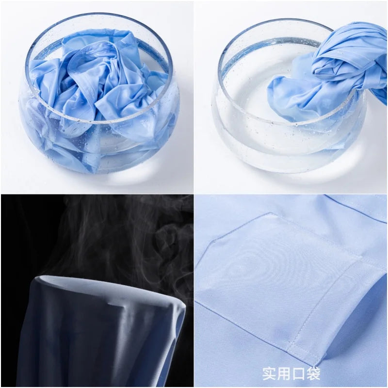 Anti-Wrinkle Men's Short Sleeve Dress Shirt - Slim Fit Business Casual (S-7XL)