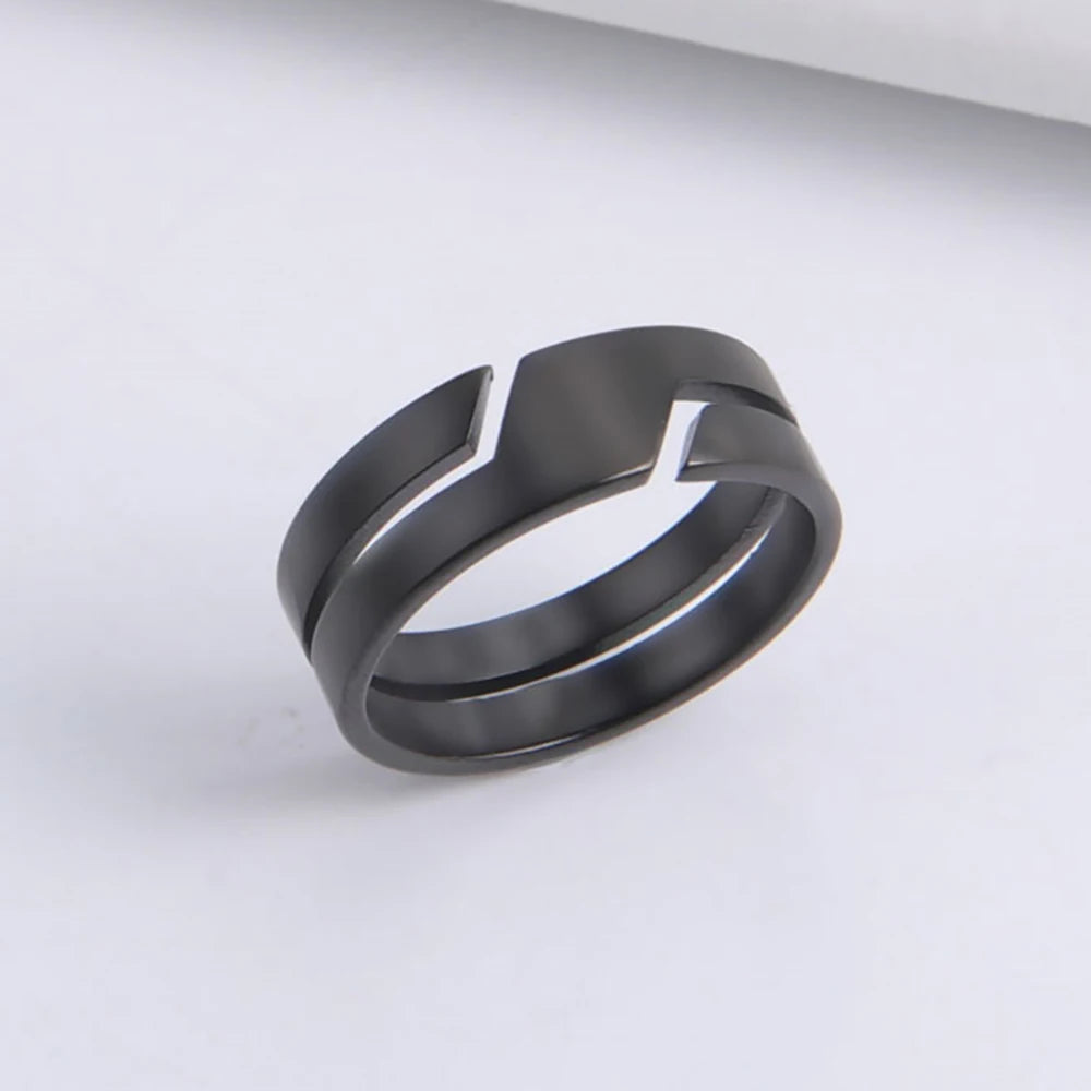 Anillo de acero inoxidable Skyrim para hombres y mujeres, anillos de dedo casuales minimalistas negros, joyas de pareja 2025, regalo de boda para amantes