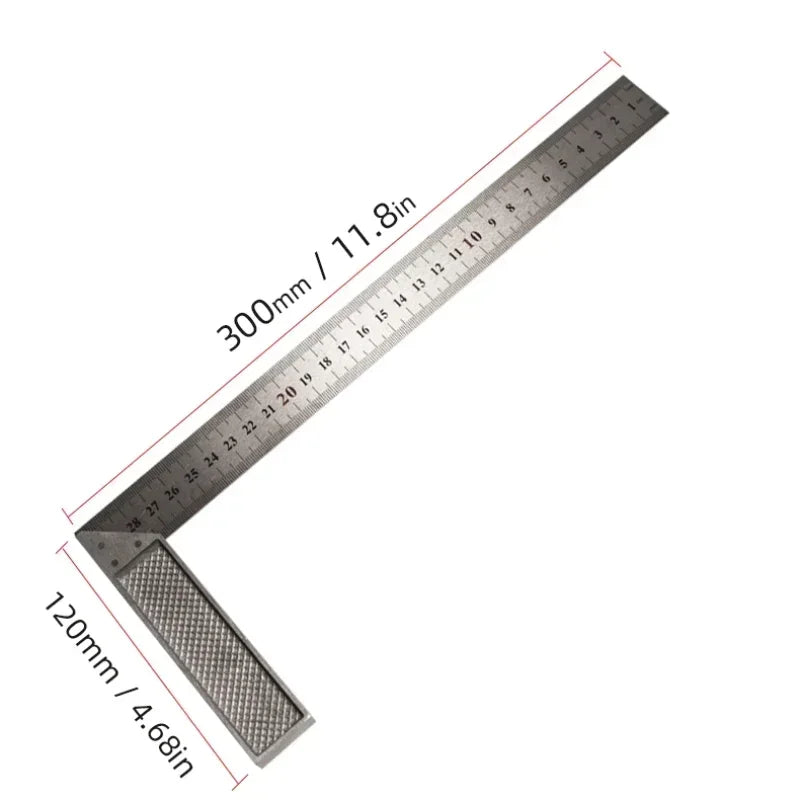 Combination Square & Angle Measuring Tool Set — Stainless Steel, 12" / 300mm