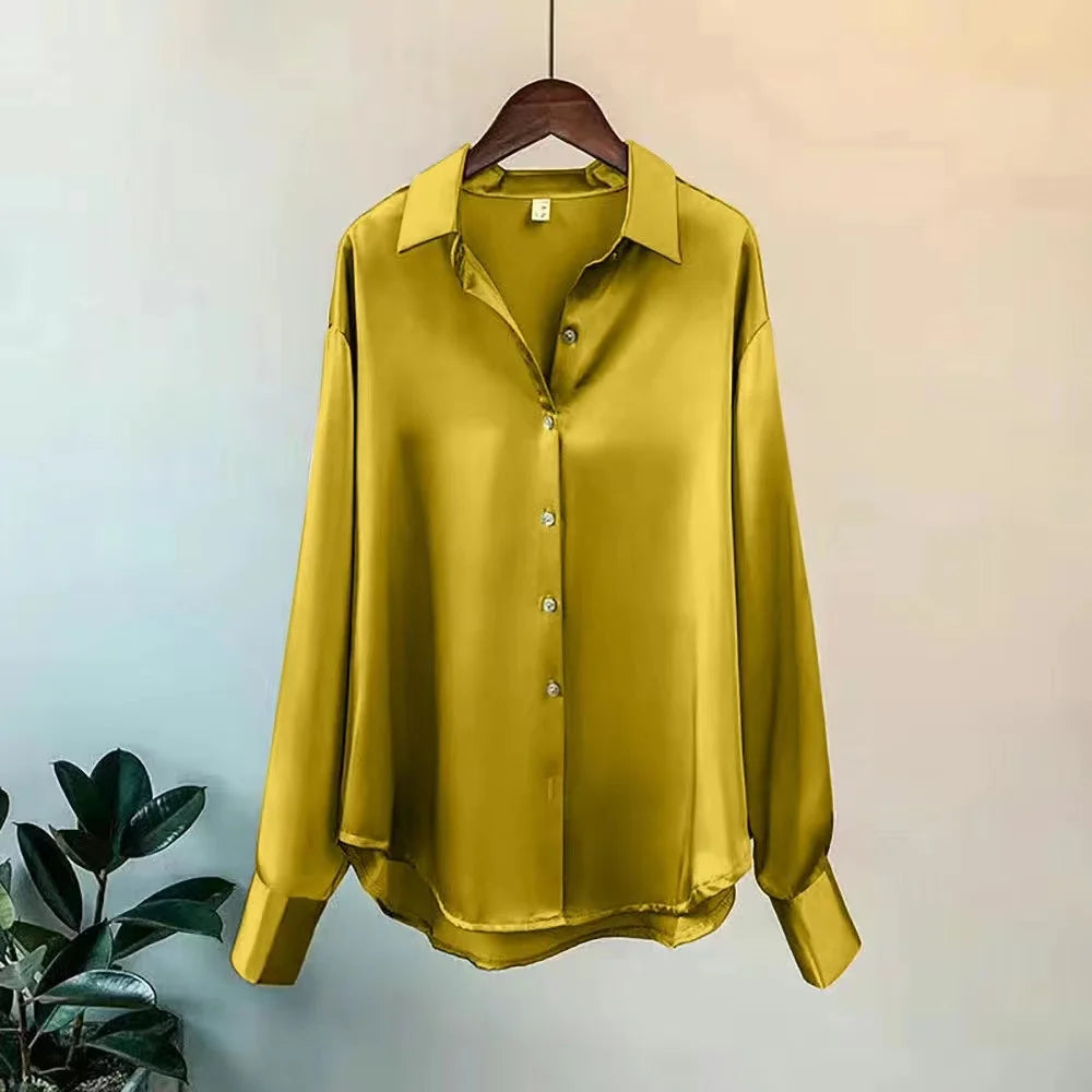 Women's Long Sleeve Button Blouse - Casual Office Shirt (S-4XL)