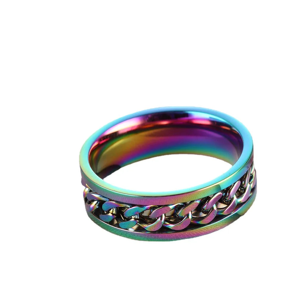 Stainless Steel Spinner Chain Ring – Rotatable Fidget Band, Sizes 6–13 | Unisex